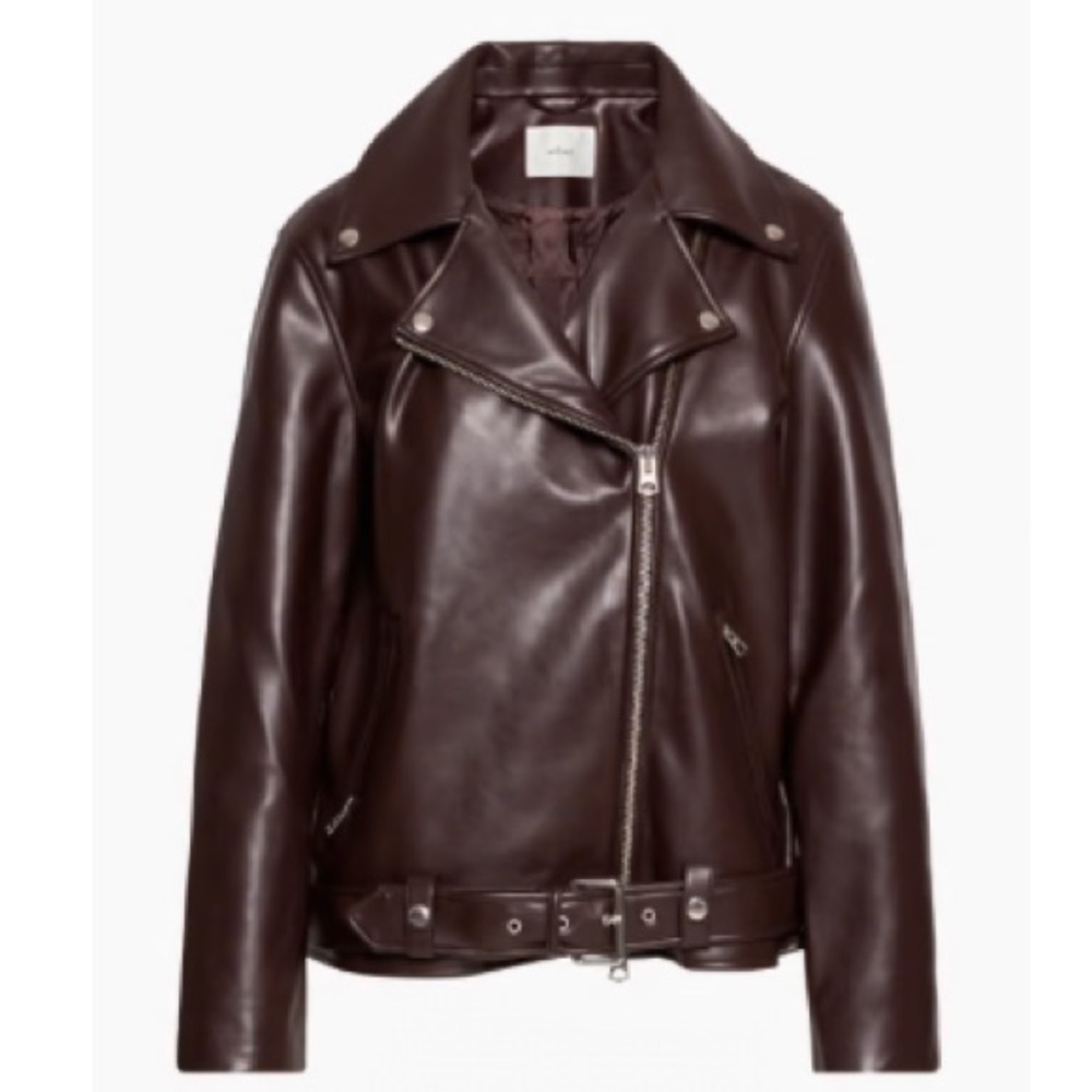 Aritzia Wilfred lightning vegan leather jacket, small in rich mocha brown